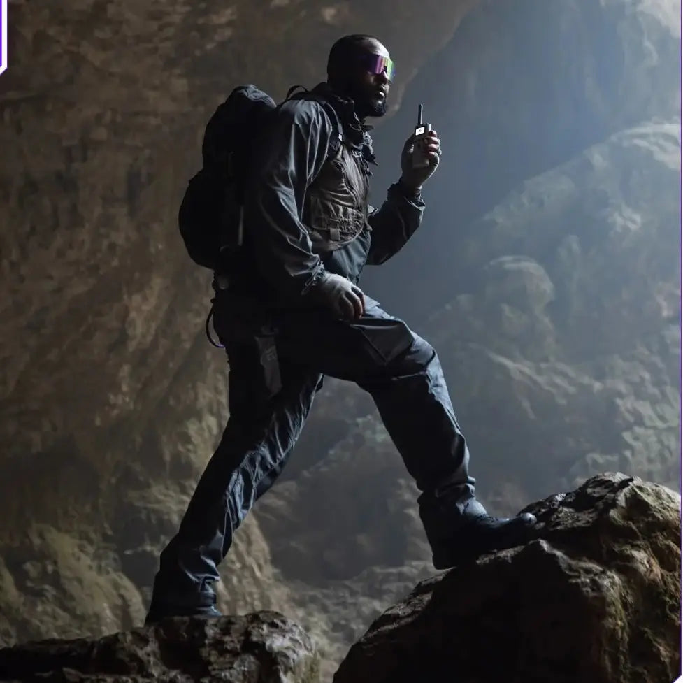yategood 4g walkie talkie in use by a man in outdoor adventure gear