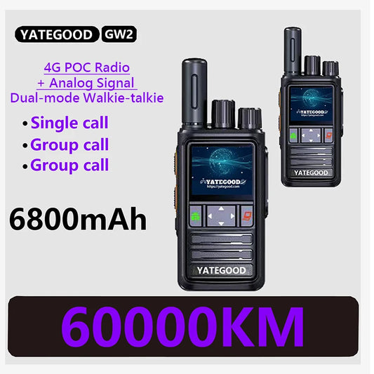 Yategood 4G walkie talkie with 6800mAh battery for long-range communication